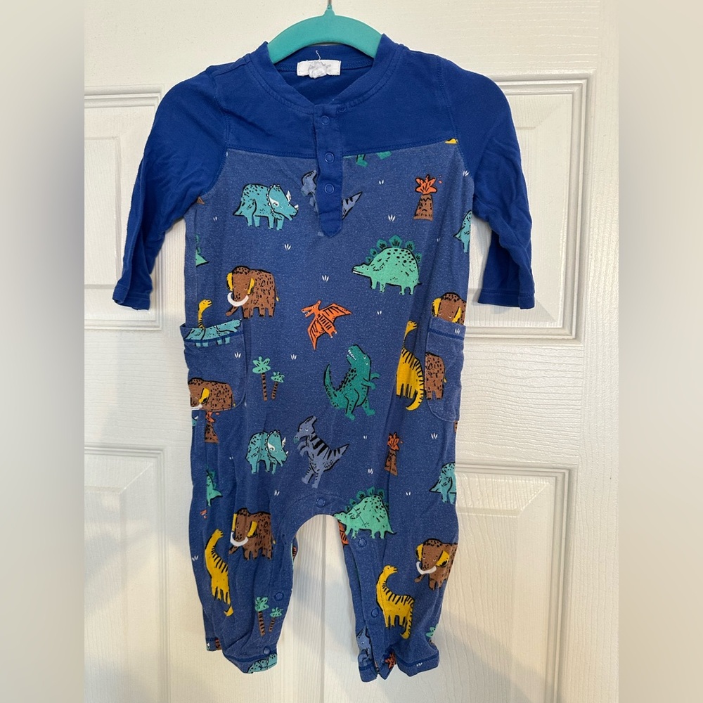 Angel Dear Blue Dino Print One-Piece Romper for Kids